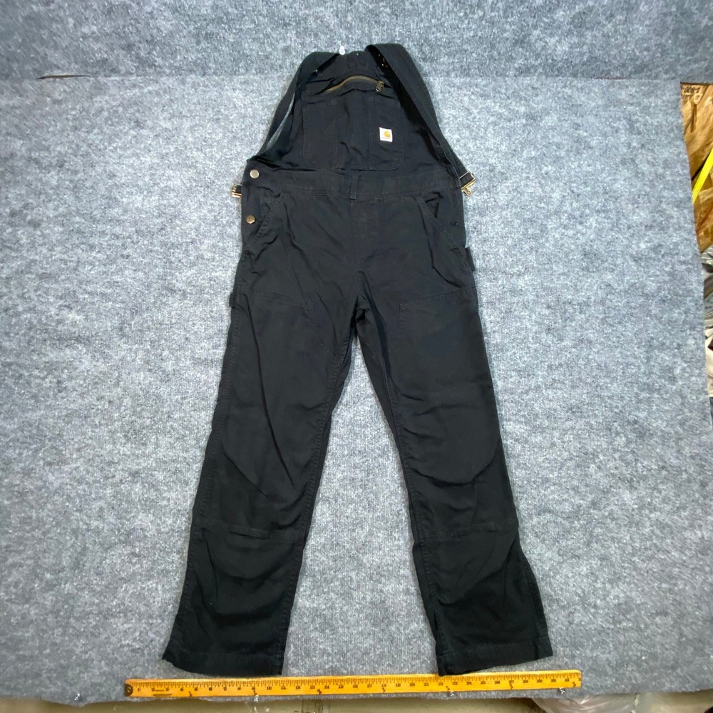Carhartt Womens Black Loose Fit Canvas Bib Overalls XS Short OR2438-W